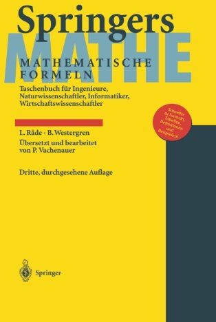 Lennart Rade - Springers Mathematische Formeln: Taschenbuch für Ingenieure, Naturwissenschaftler, Informatiker, Wirtschaftswissenschaftler - Preis vom 13.10.2026 19:28:25 h