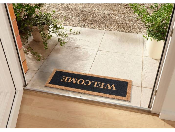 Paillasson coco Black Welcome Boarder 70 x 27cm Beige