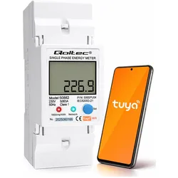 Qoltec, Energiemessgerät, 50882 Single phase electronic energy consumption meter for DIN rail Wi-Fi TUYA 230V L