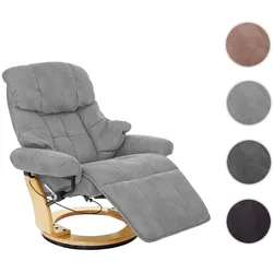MCA Relaxsessel Calgary 2, Fernsehsessel Sessel, Stoff/Textil 150kg belastbar ~ hellgrau, naturbraun