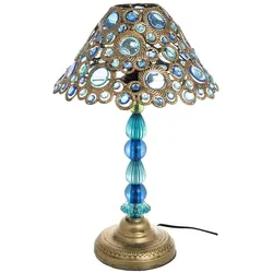 LAMPE aus Metall und Glas, blau, 30x48cm