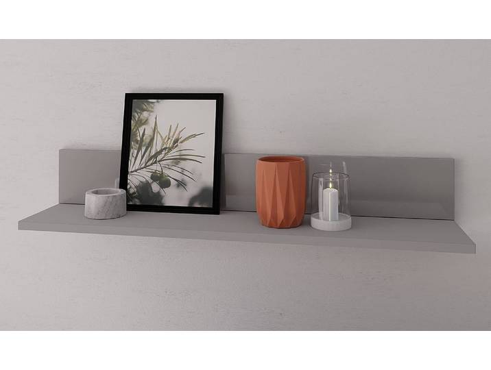 Étagère murale Panneau arrière : verre Étagère : Panneau aggloméré plaxé Gris/Gris 110 x 18 x 22cm