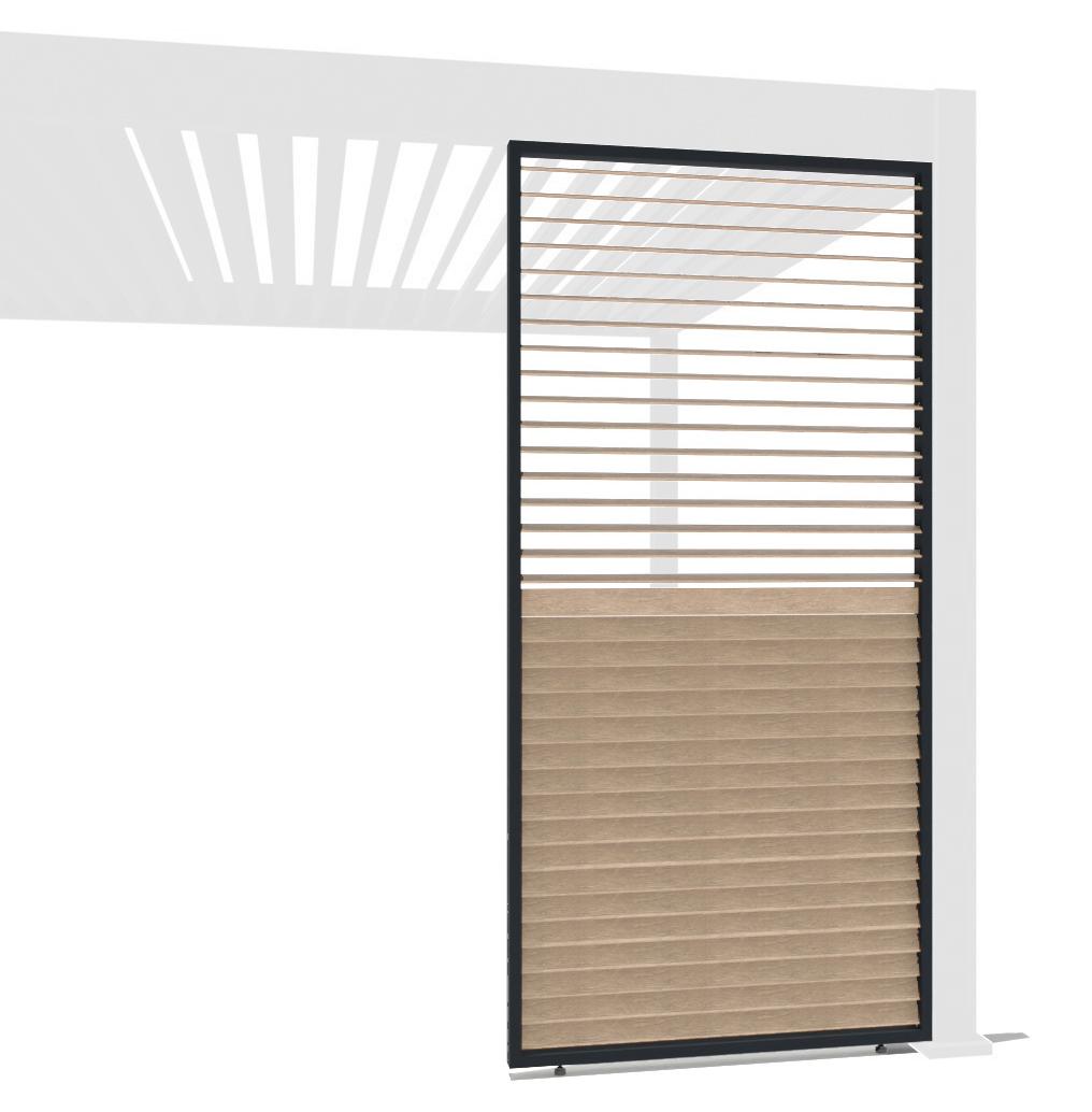 Weide Lamellenwand Holzoptik anthrazit mit drehbaren Lamellen Aluminium1.13 Meter Holzoptik