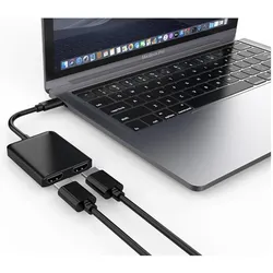 Techly USB-C auf 2x Hdmi 4K Adapter 0,15m, schwarz, iOS, Linux, Win11 Hersteller:, Video Adapter, Schwarz