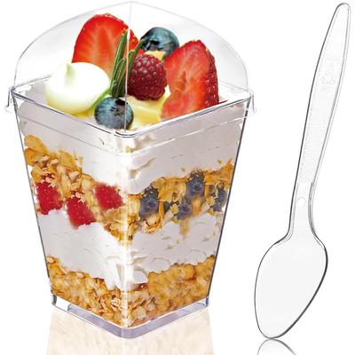 The Handy Homestead Premium Clear Plastic Dessert Cups With Lids & Spoons Pudding & Party Serving Cups arch Cover