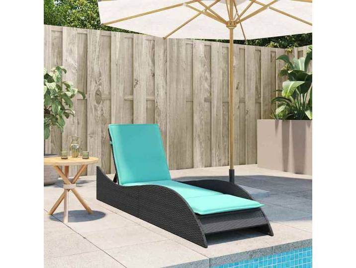 PROMOTION Bains de soleil/transat CHIC VENT-FLASH - Chaise longue avec coussin Noir 60x205x73 cm Résine tressée 861658