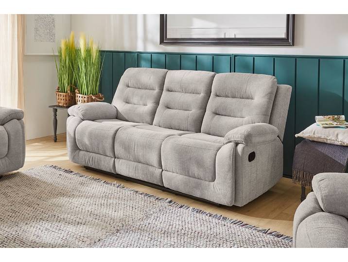 3-Sitzer JOCKENHÖFER GRUPPE Sylt, B: 220 cm , grau, B:220cm H:103cm T:98cm, Sofas, 3-Sitzer, mit Relaxfunktion und Liegefunktion, Federkern-Polsterung