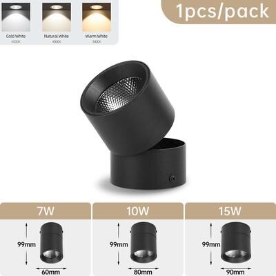 Universal Stock Foldable Tri Color LED Ceiling Light Surface Mounted Downlight For Modern Home Lighting black warm Light