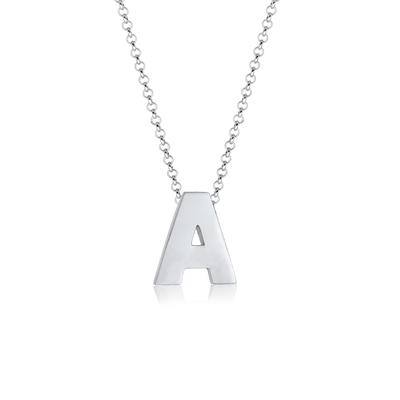 Kette mit Anhänger ELLI "Buchstabe A Initialen 925 Sterling Silber", silber, Halsketten, Damen, 45, ohne Stein, Silber 925 (Sterlingsilber), L: 45