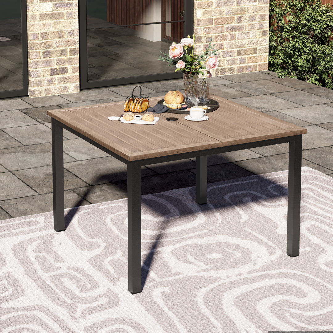 EUCamping World Int. (Alphamarts) Square Outdoor with Umbrella Hole Dining Table - 106.68 cm W 106.7 cm D Brown