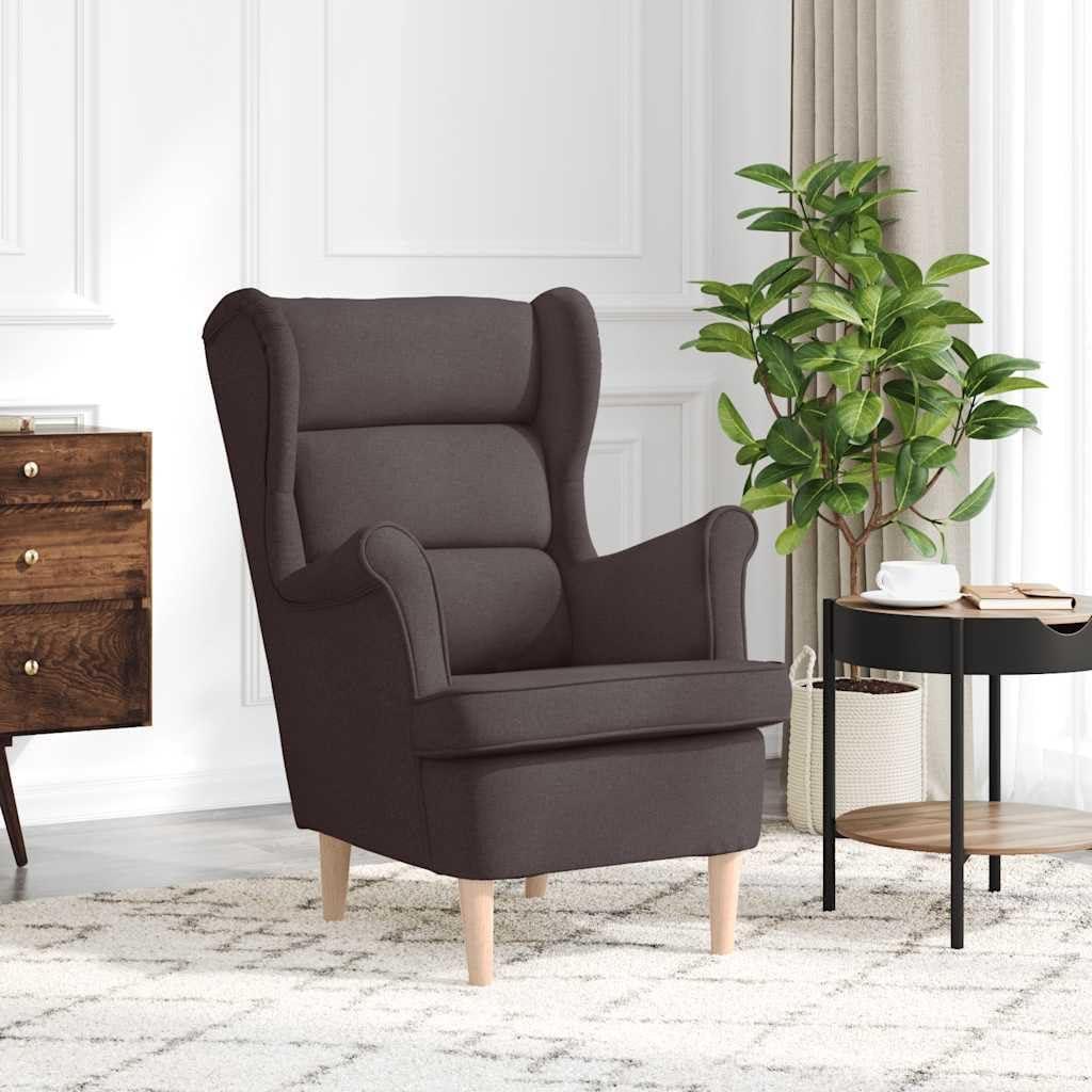 Dunkelbrauner Stoff-Sessel 74x84x100 cm mit Polsterung, Arm- und Rückenlehne für Wohnzimmer, Schlafzimmer und Büro