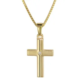 trendor 08516 Kinder Kreuz Gold 333 mit Zirkonia und goldplattierte Kette, 38 cm