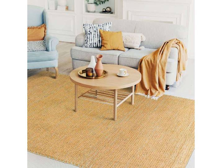 Tapis artisanal en jute et coton chenille ocre 160x230