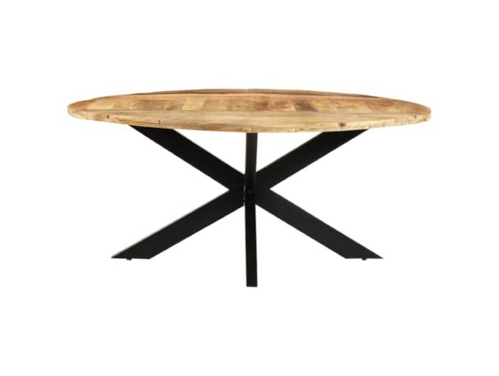 GPUTYGHN Runder Esstisch 175x75 cm Raues Mangoholz Holz-Esstisch, pulverbeschichtete Stahlbeine, stabile Tischplatte, Esszimmer, Handwerkskunst, Holzmaserung