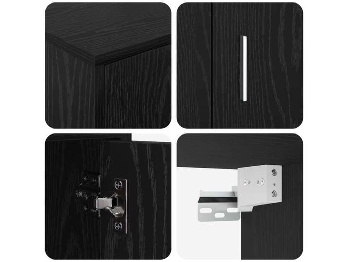 Ensemble de 4 Meuble TV - - Armoire de Télévision/Banc TV - bois d'ingénierie - chêne noir - 140 x 40 x 33 cm - 4 portes - 4