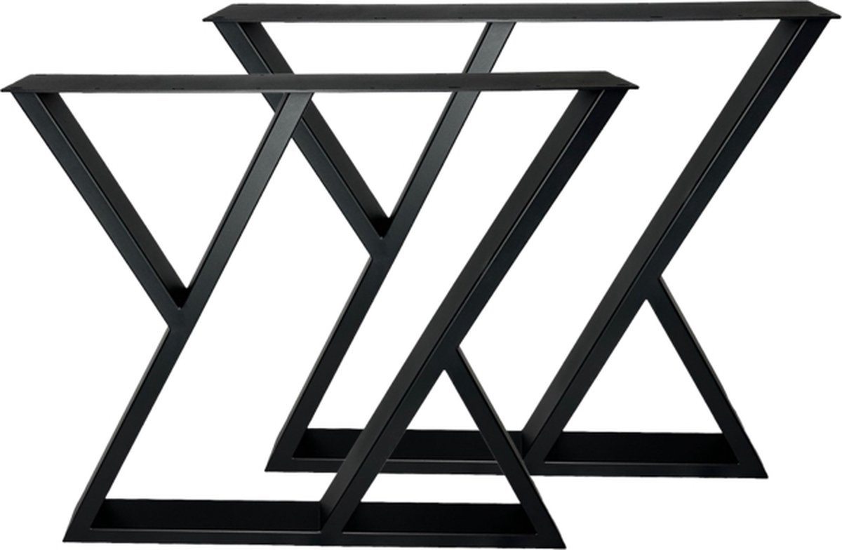 Maison DAM 2x Industriële Tafelpoot Z met koker, Mat Zwart, Hoogte: 72 cm