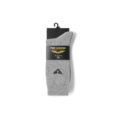Langsocken PME LEGEND, Herren, Gr. 43-46, grau (mid grau melee), Baumwollmischung, elastisch, Socken, mit Markenlogo