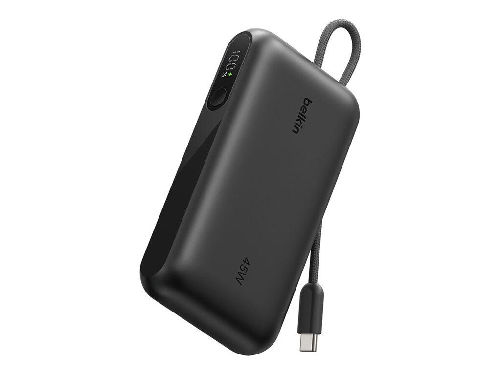 Belkin BoostCharge Powerbank 10.000mAh PD45 W mit Display, USB-A und USB-C Anschluss, inkl. USB-C-Kabel, schwarz BPB029hqBK