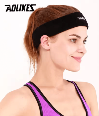 Inspire Curations AOLIKES Cotton Sweat Headband Soft Sports Headband For Running, Yoga & Fitness black