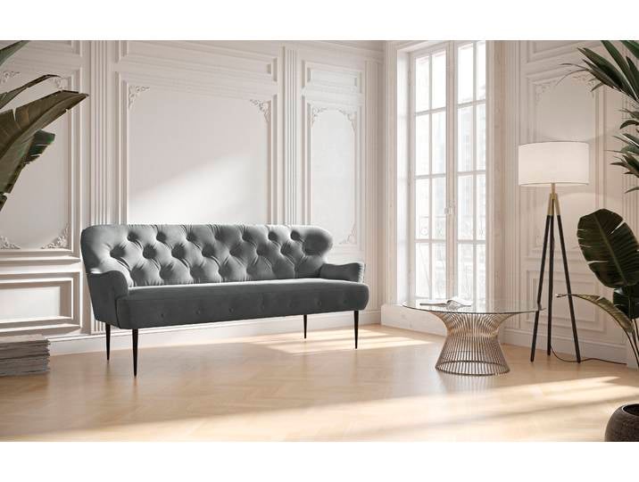 3-Sitzer OTTO HOME Amber , grau, B:193cm H:97cm T:87cm, 100% Polyester, Sofas, mit Knopfheftung,in verschieden Stoffarten