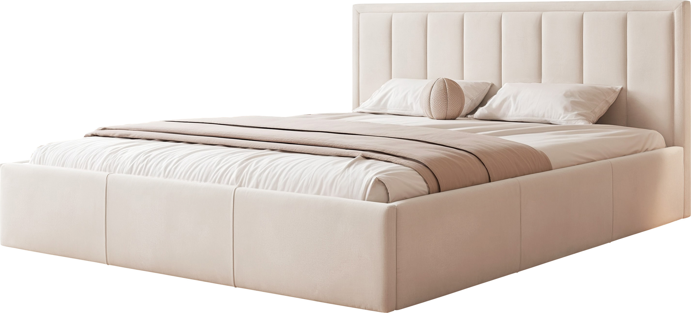 Polsterbett MOON 80x200 mit Metalllattenrost - Bequemes Bett - Creme
