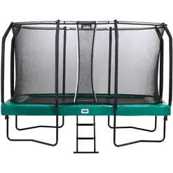 Salta First Class - rechteckig 214x366 cm- Schutzrand - Komplettsystem mit hochwertigem Sicherheitsnetz und Leiter grün