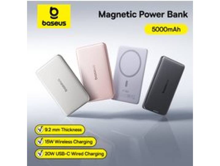 Baseus 5000 mAh magnetische powerbank 15 W Draadloos 20 W Bedraad opladen Dunne kaartformaat Slanke draagbare powerbank voor iPhone 17 Samsung