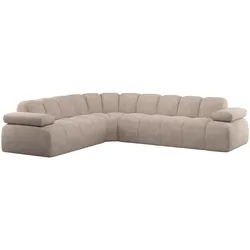 Ecksofa Mojo Links, weicher Chenille-Stoff in Wollen-Optik, modern, Sand, manuell verstellbare Armlehnen