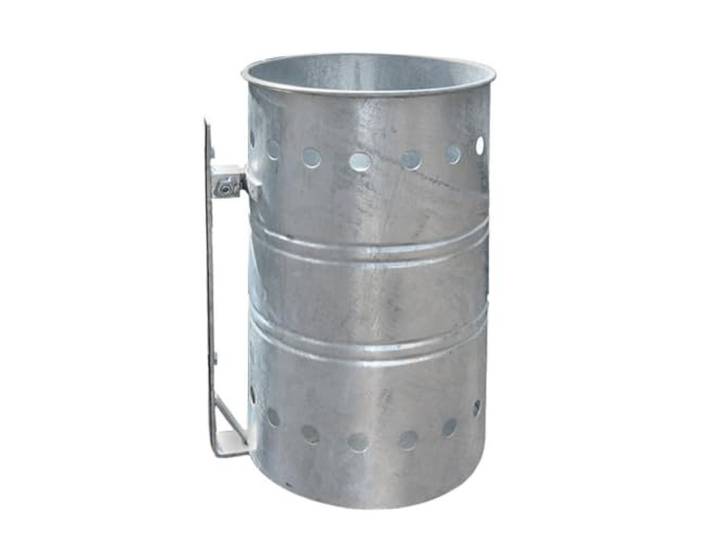 ANDRYS Abfalleimer Outdoor zum Aufhängen (Silber, mit Halterung) Abfallbehälter aus Verzinktem Stahl, Ø 26 cm, Höhe 42 cm, Mülltonne für Höfe, Parks und öffentliche Bereiche
