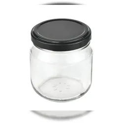 24er Set Rundglas 212 ml nieder To 66 schwarzer Deckel incl. Diamant Gelierzauber Rezeptheft