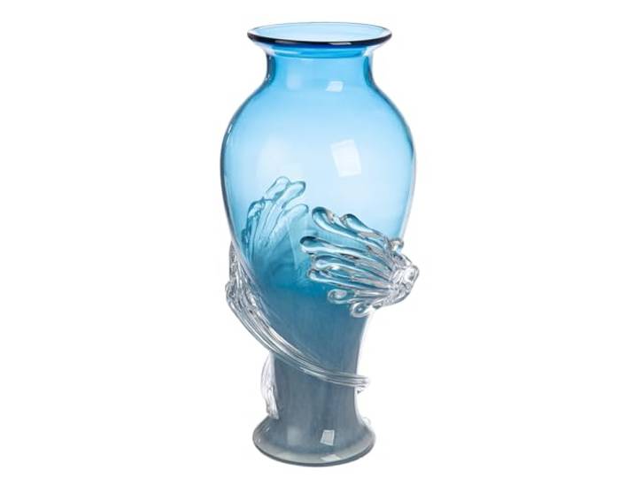 Glas Art Vase Wave - blau, durchgefärbt - Glas - Höhe 50cm - Dekovase - Wohnaccessoire - wasserdicht