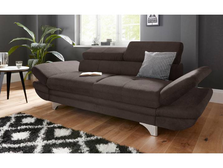 2-Sitzer COTTA Enterprise , braun (espresso), B:218cm H:75cm T:104cm, Struktur (100% Polyester );Chenille (90% Polyester; 10% Polyamid ), Sofas, 2-Sitzer, Big-Sofa, mit Armteilverstellung & Kopfteilverstellung