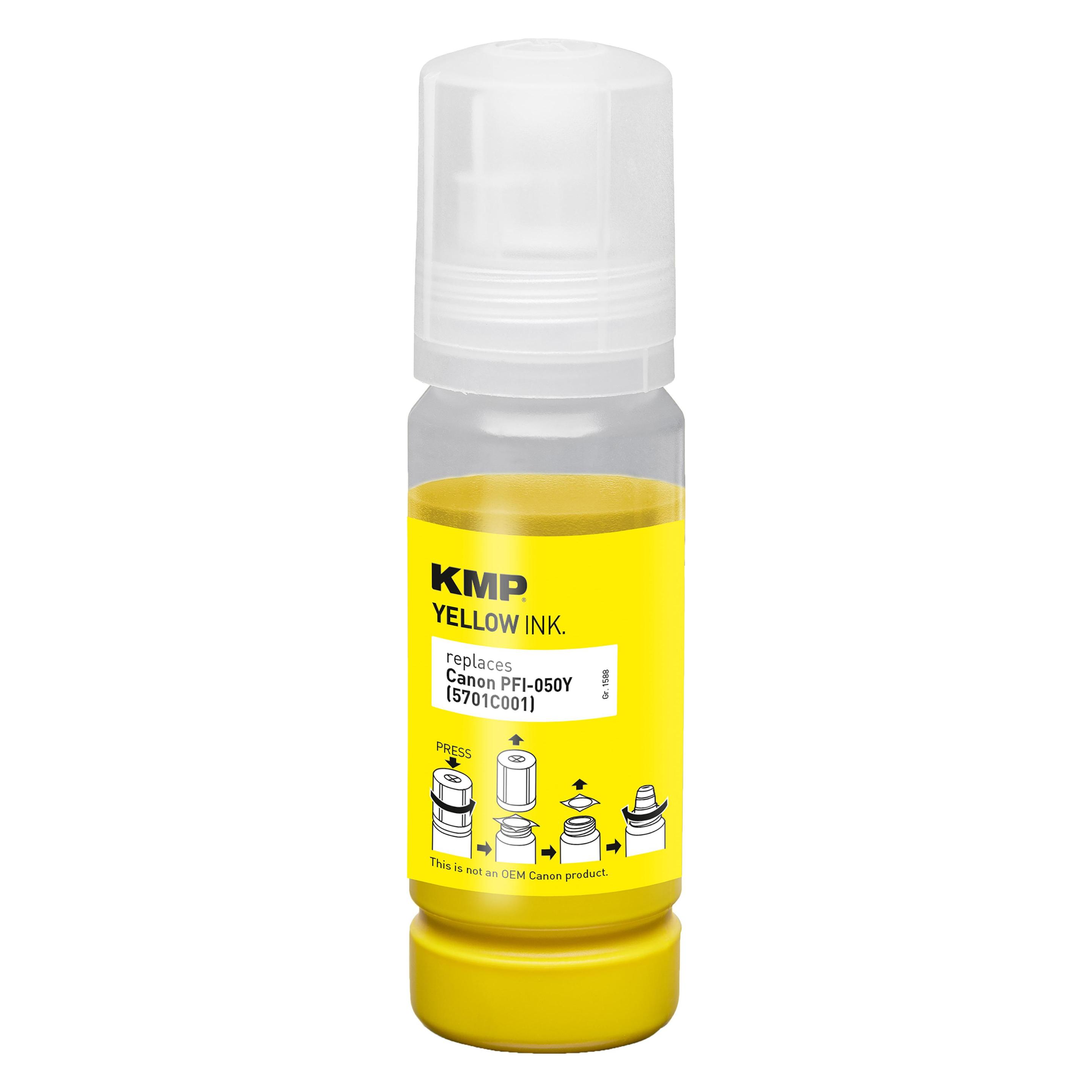 KMP Patrone Canon PFI050Y (5701C001) yellow kompatibel (Y) (1588,0009)
