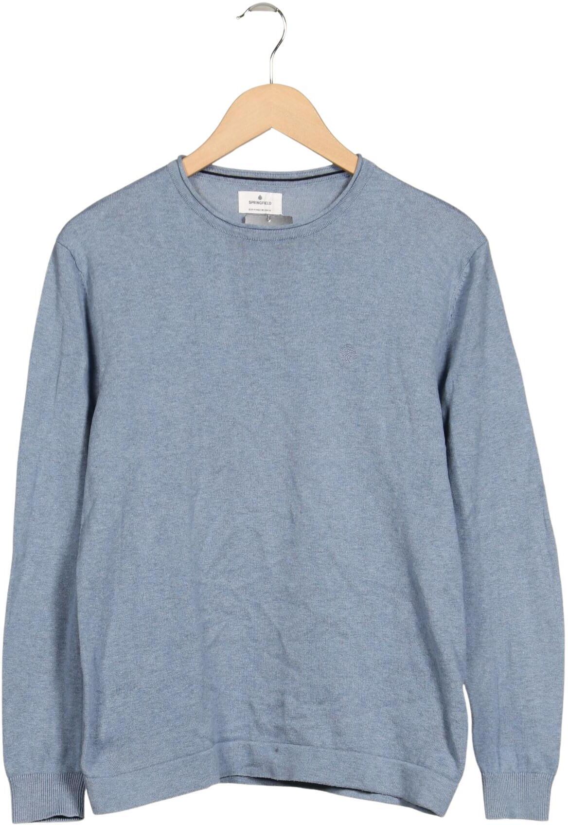 Springfield Herren Pullover, Hellblau, Gr. M, Baumwolle - Second Hand