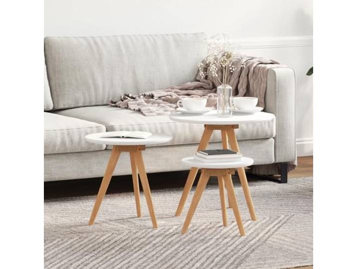HEFZGDB Runder Couchtisch Massivholz Walnuss Holzwerkstoff MDF 50 cm Durchmesser minimalistisch fleckenresistent