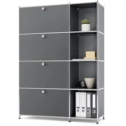 Tchibo - Regal Metall »Cn3« mit 4 Klappenfächern - 115x40x158,5cm - chrom -