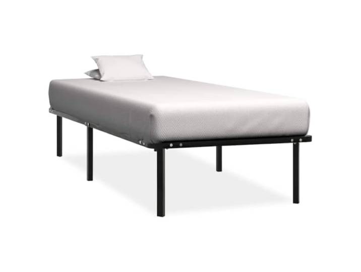 KGHFDVB Bett Schwarz 200 x 100 x 38 cm aus Metall Pappelholz Lattenrost inklusive, fürs Schlafzimmer, passend für Matratze 100 x 200 cm, Matratze nicht enthalten, Metall, Pappelholz