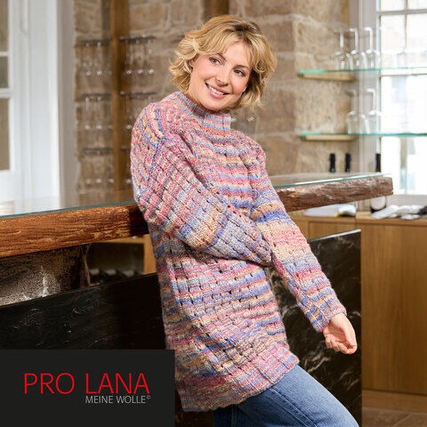 Strickanleitung – Sweater mit Korbmuster aus Pro Lana Armonia