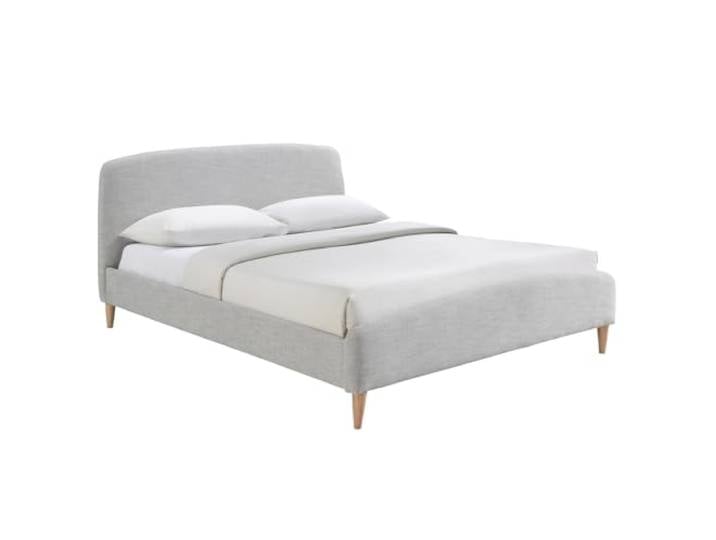 Miliboo Design-Bett Stoff Grau und Holz 160 x 200 cm Niels