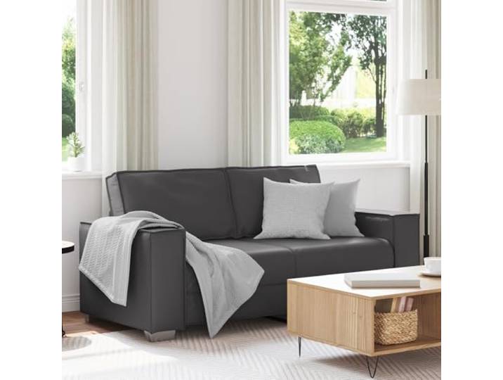 HEFZGDB Graues 2-Sitzer Sofa 140 cm Kunstleder Modernes Wohnzimmer Büro Sitzmöbel Langlebig Komfortabel Einfache Reinigung Fleckenresistent Stahlrahmen Gepolstert