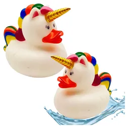 Ente Einhorn Badespielzeug Regenbogen Mähne Schwanz weiß