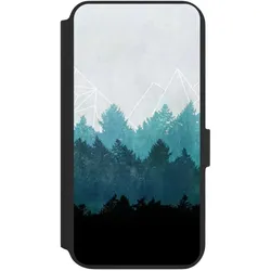 Nivocase Klapphülle für Samsung Galaxy S22+ Handyhülle aus Kunst Leder NIVOflip schwarz Abstrakt Baum Wald (Samsung Galaxy S22+), Smartphone Hülle, Schwarz