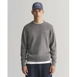 Gant für Herren. 8030561 Klassischer Baumwollpullover mit Rundhalsausschnitt Grau (L), Lässig, Baumwolle