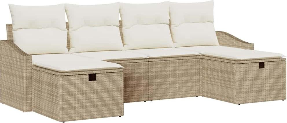 vidaXL Set van 6 tuinmeubels van polyrotan