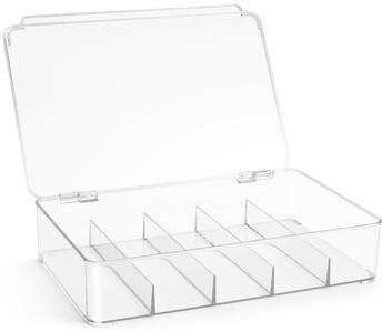 "Sorbus Plastic Stackable Organizers - 5 Sections Storage Bins with Hinged Lid - 7.3"" L x 10.5"" W x 2.3"" H"