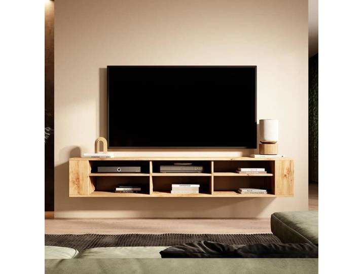 Meuble TV - WERI - 175 cm - chêne wotan - style moderne