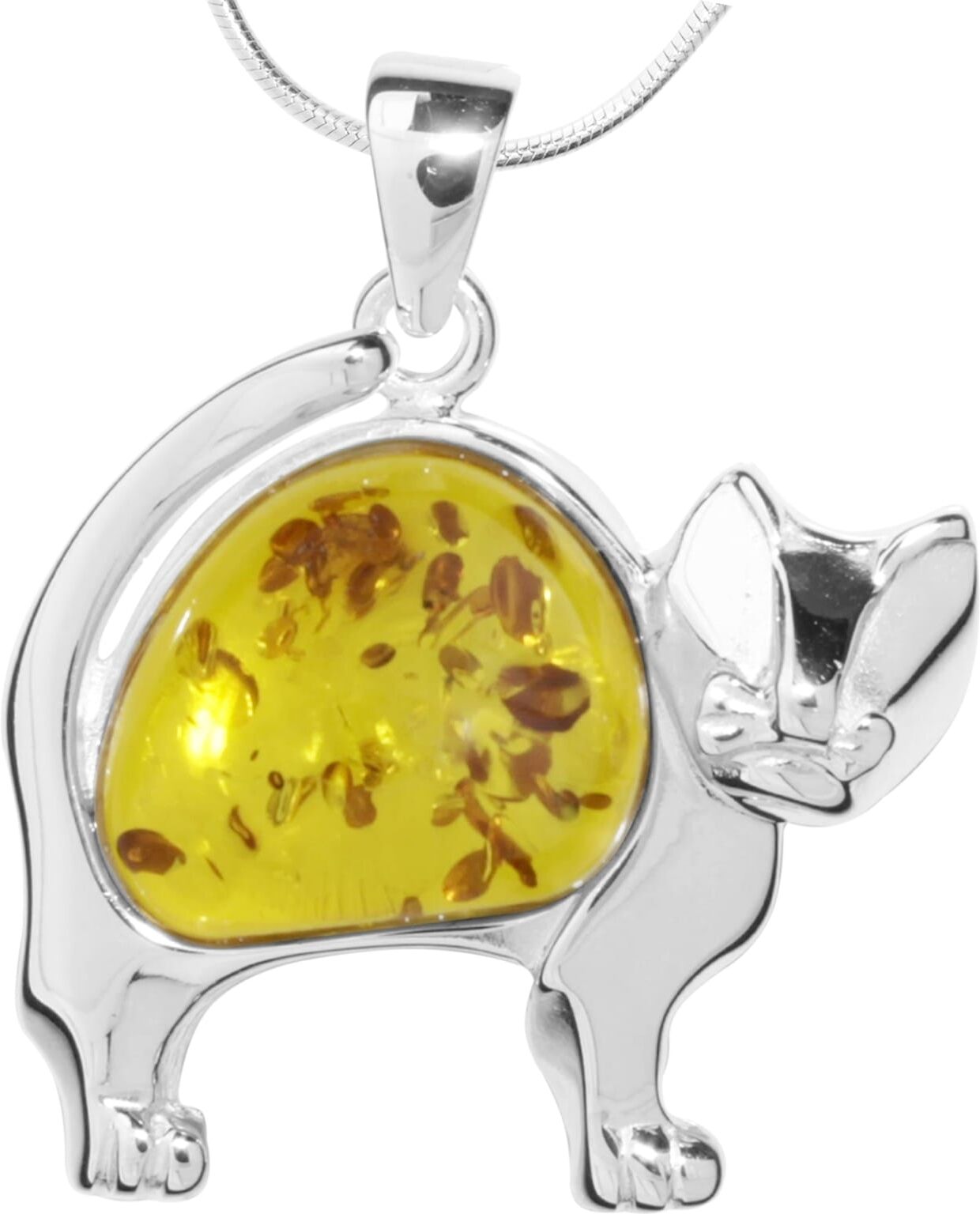 Kette mit Anhänger OSTSEE-SCHMUCK "Ostsee-Schmuck Kette mit Anhänger Katze Kette mit Anhänger Katze" Gr. 50, silber (weiß, neutral), Halsketten, Damen, 50cm, Silber 925 (Sterlingsilber), L: 42, Kette mit Anhänger