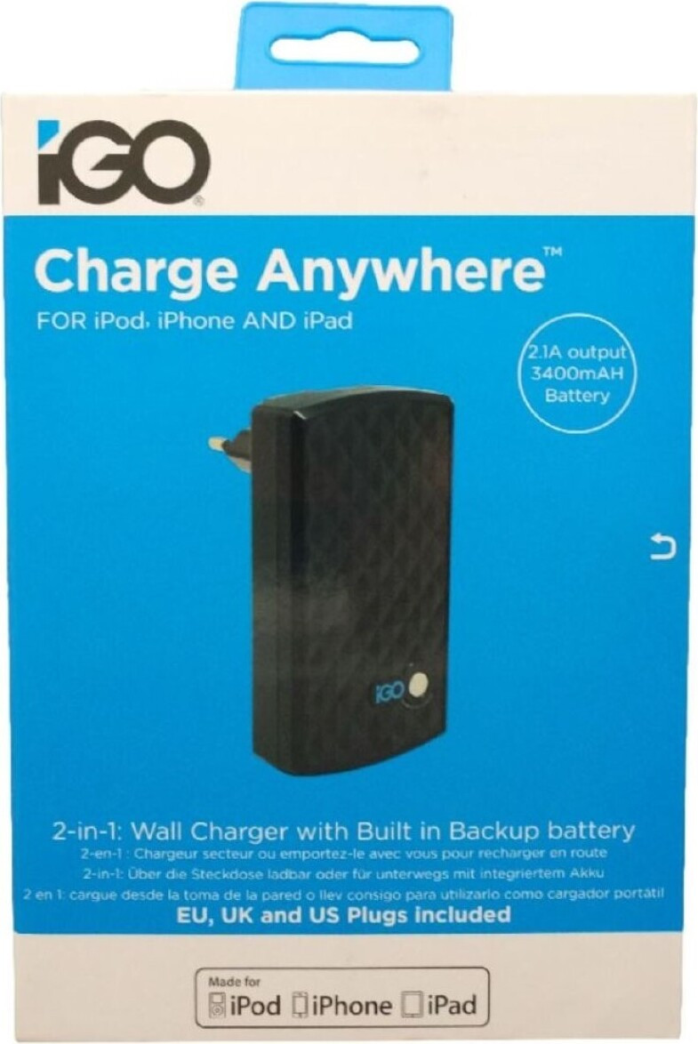 iGo USB-oplader 2,1A met 3400mAh powerbank