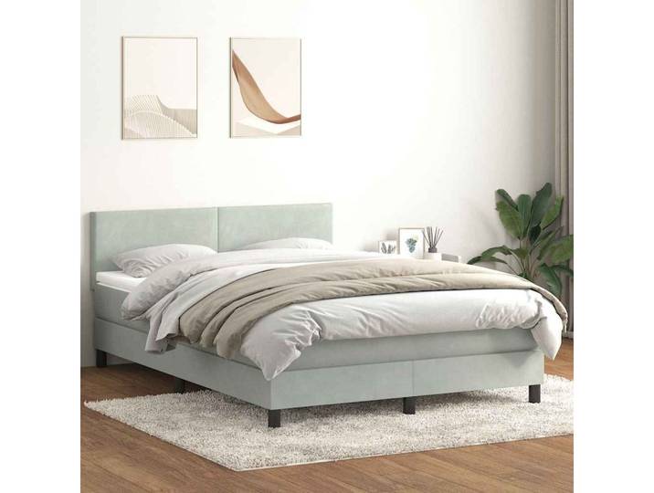 vidaXL Boxspringbett, Boxspringbett mit Matratze Hellgrau 160x210 cm Samt