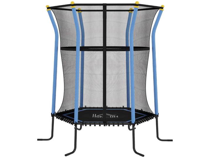 Homcom Kindertrampolin Stahl Kunststoff Blau, Metall, 111x122 cm, Freizeit & Co, Gartenspielzeug